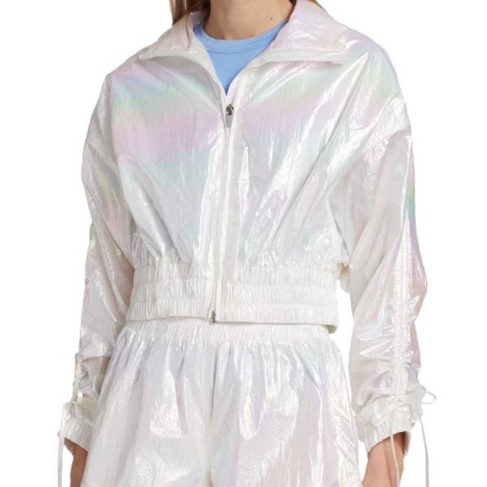 EleVen by Venus Williams Glow Up Fly Away Iridescent Windbreaker in White